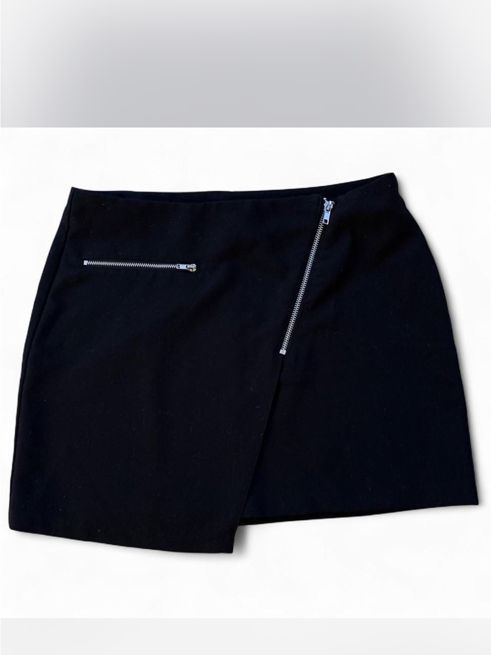 H&M Black Mini Skirt with Silver Zips